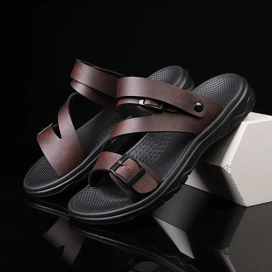Men's PU Leather Sandals - Non-Slip, Breathable, Comfortable Footwear