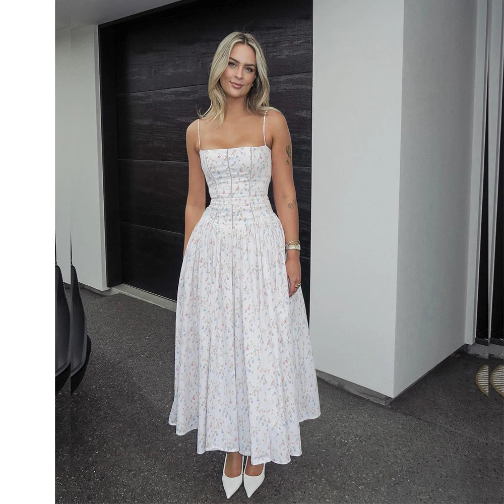 Elegant Women's Midi Dress with Floral Print
