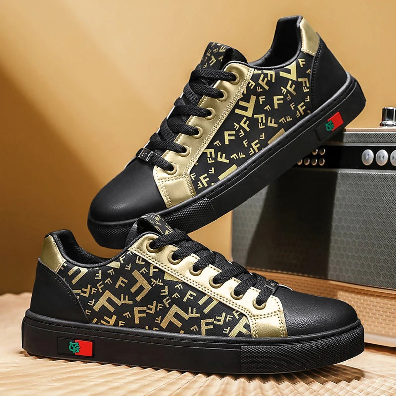 Men's Faux Leather Lace-Up Sneakers