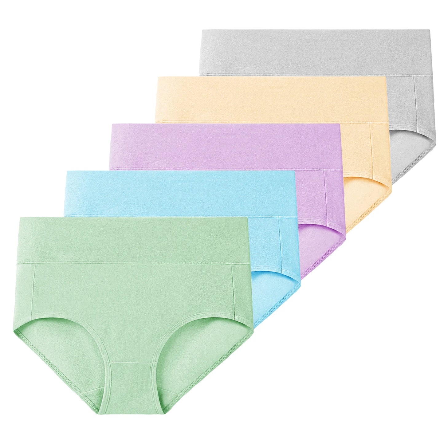 5-Piece Women's Breathable Cotton High-Cut Belly Control Panties