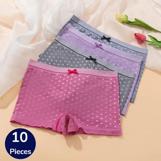 10 Pack Women's Breathable Panties, Comfortable Cotton Boxer Briefs Underwear Set