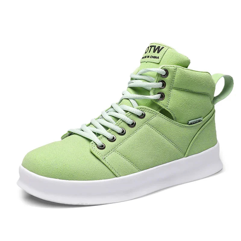 Men's High-Top Lace-Up Vulcanized Sneakers - Stylish and Durable Footwear