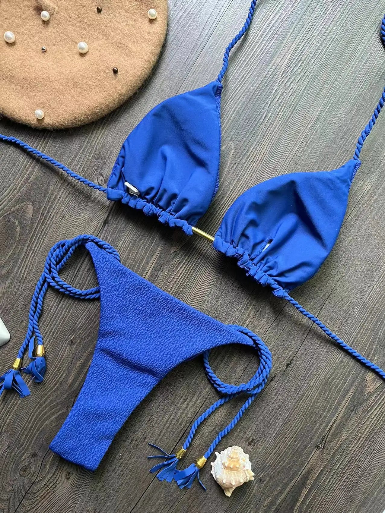 Braided Rope Bandage Bikini Set: Women's Two-Piece Triangle Swimsuit
