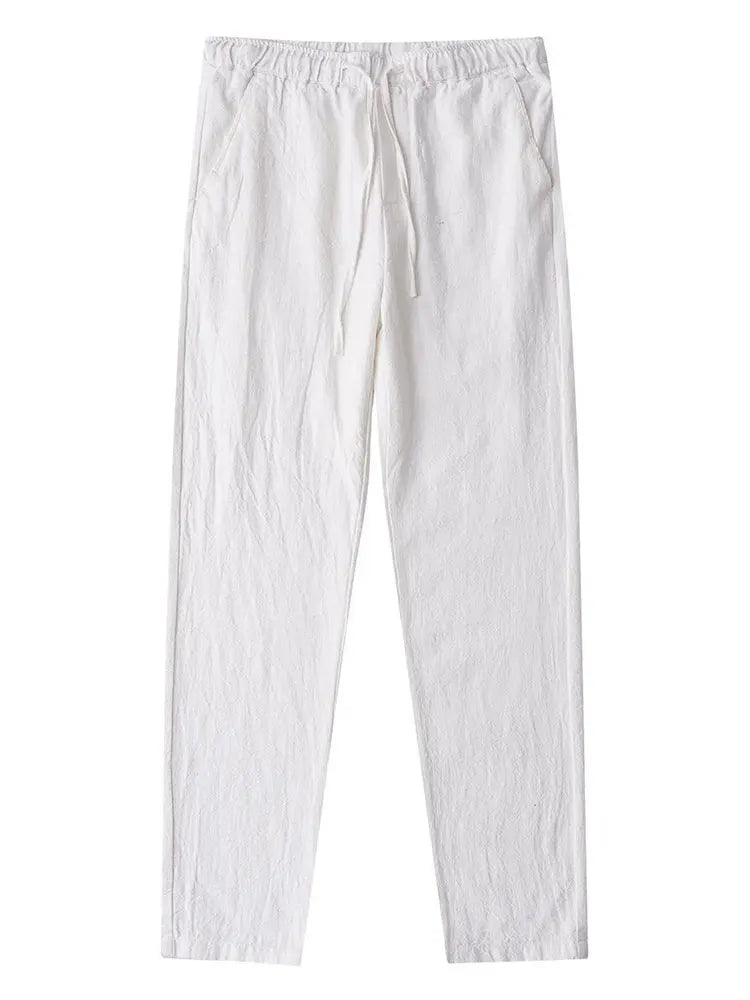 Men's Casual Lightweight Cotton Linen Wide Leg Pants