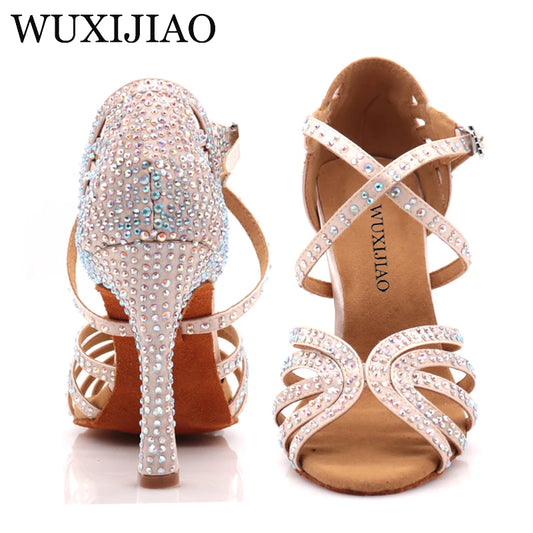 WUXIJIAO Women's Rhinestone Decorated High Heels - Elegant Party & Evening Shoes for Women