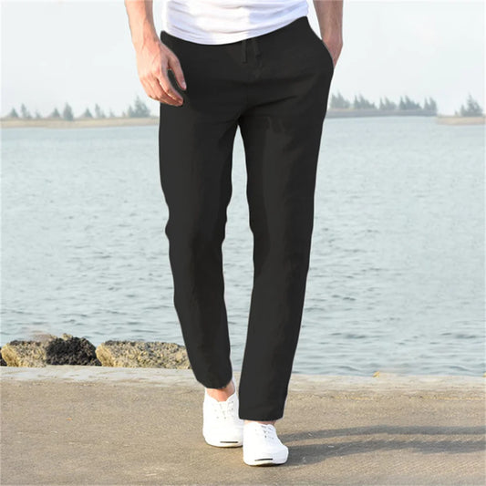 Men's Breathable Cotton Linen Pants - Lightweight & Comfortable Casual Trousers