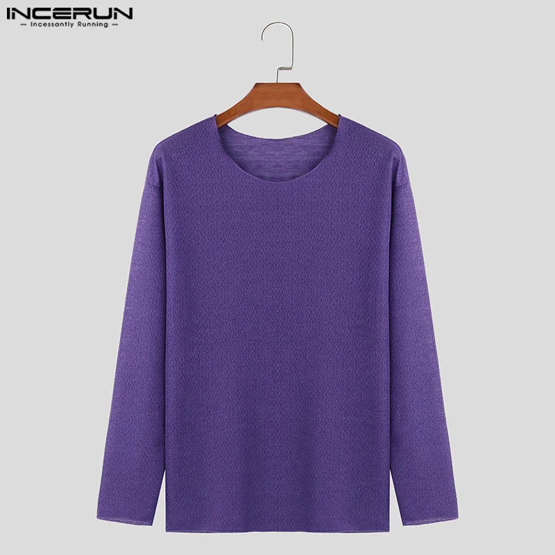 Men's Casual O-Neck Long Sleeve Breathable Sweater