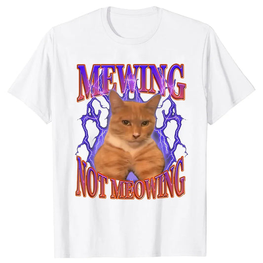 mewing cat t-shirt in white front side