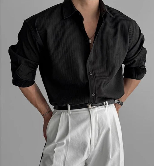 Men's Breathable Casual Long-Sleeved Loose Shirt