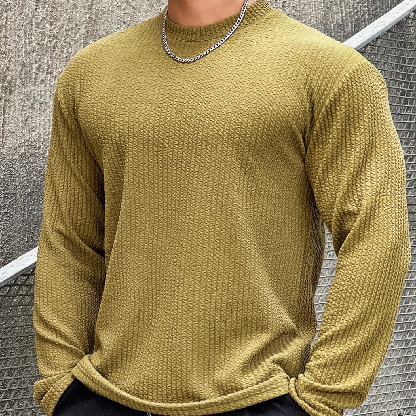 Men's Long Sleeve Slim Fit Striped Sweater