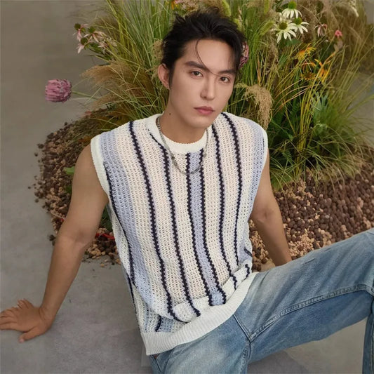 Retro Striped Knitted Men's Vest