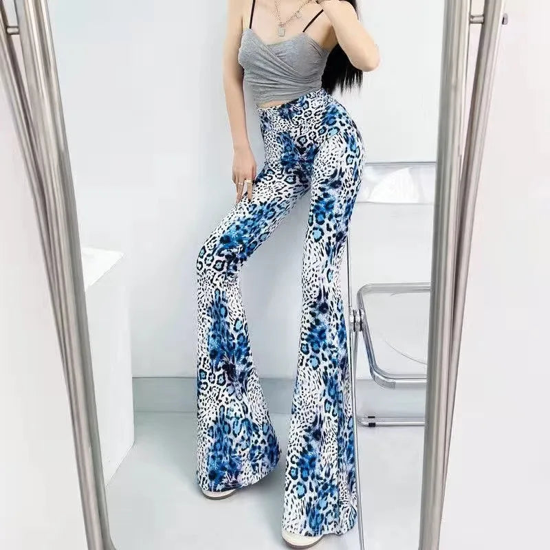 Women's Slim High Waist Striped Flare Pants