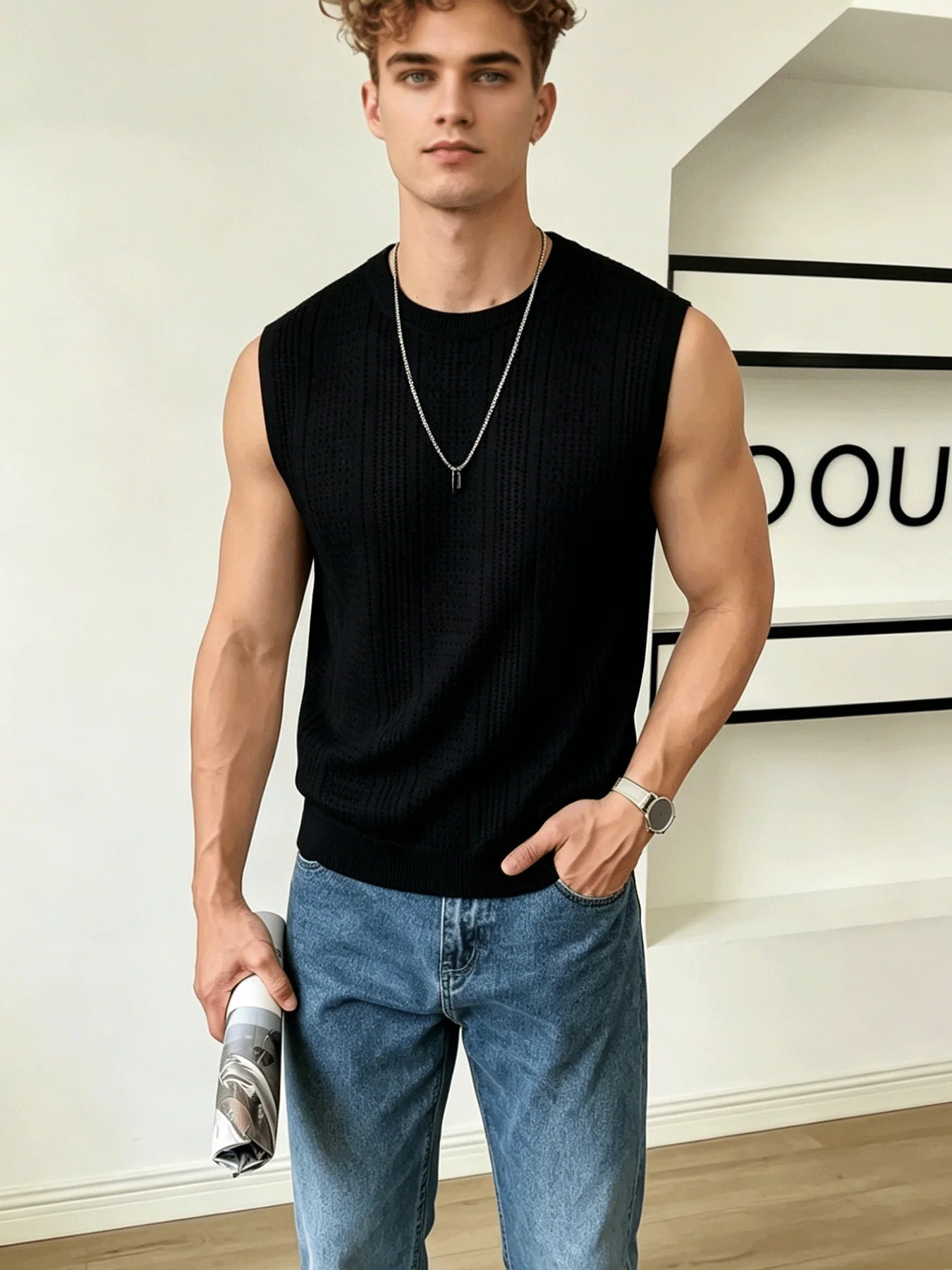 Men's Sleeveless Knitted Vest