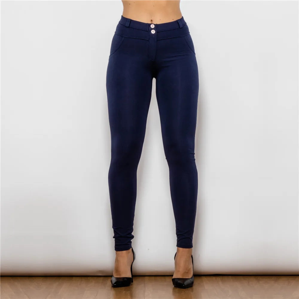 Women's Slim Fit Stretch Skinny Pants - High-Waisted Pencil Trousers with Push-Up Design