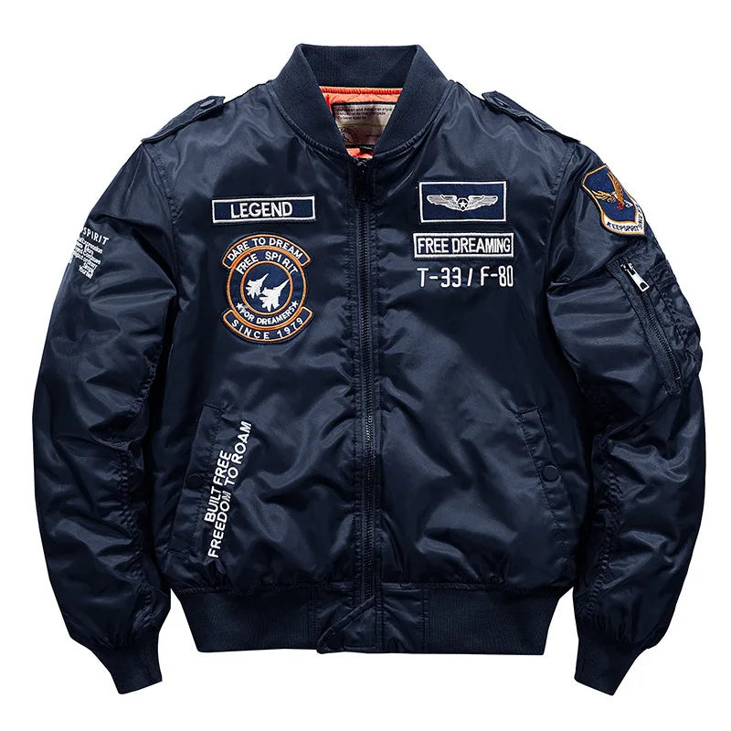 Men's Thick Warm MA-1 Aviator Pilot Style Bomber Jacket