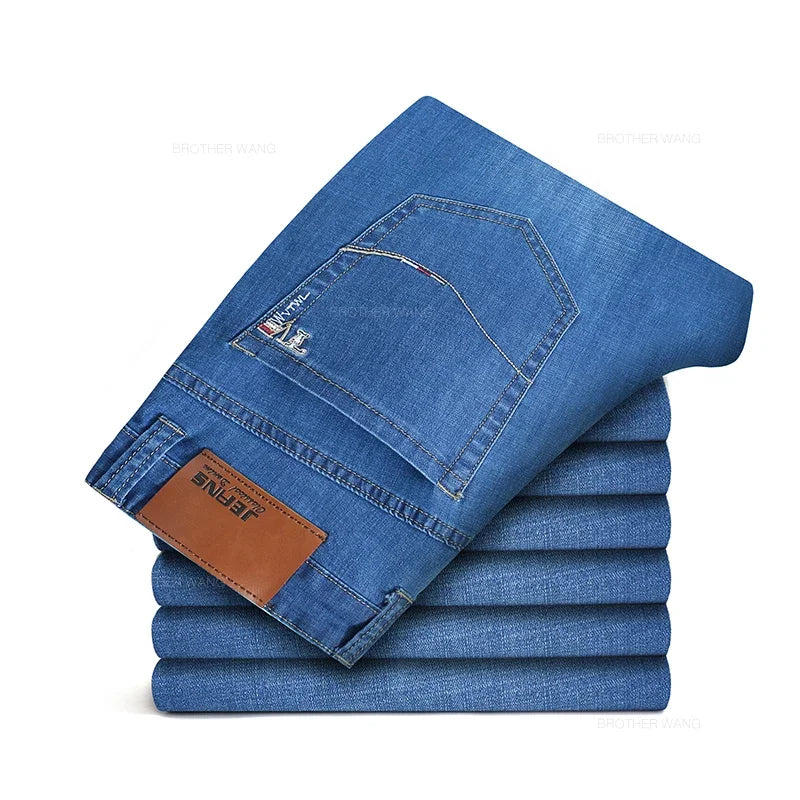 Men's Slim Fit Straight Leg Jeans - Classic Casual Denim Pants for Men