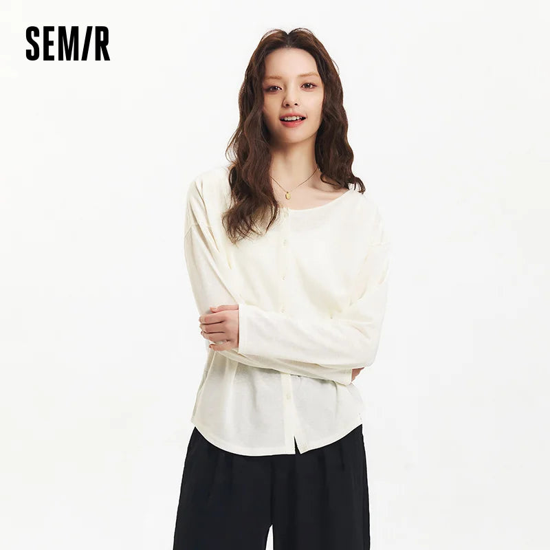 Elegant Women's Long Sleeve Loose Cardigan by Semir - Stylish & Comfortable Layering Essential