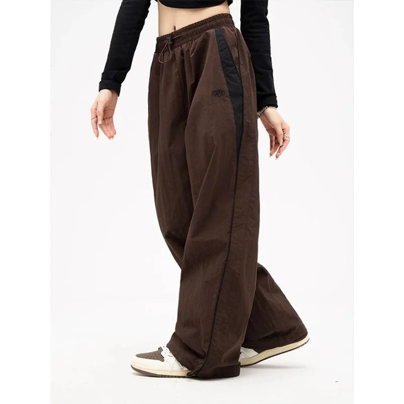 Women's Retro Loose-Fit Drawstring Casual Joggers - Wide Leg Fit