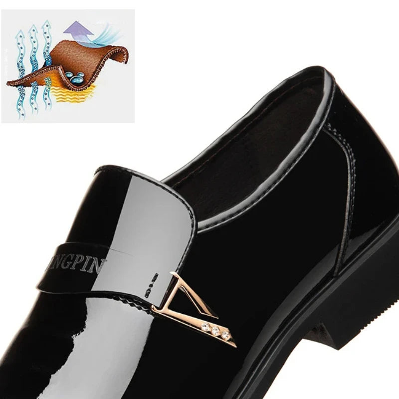 Men's Faux Leather Lacquer Shoes – Pointed Toe Dress Shoes