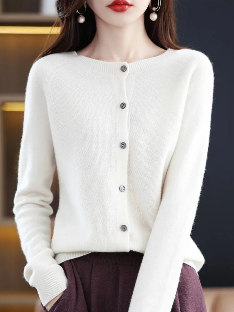 Women's Long Sleeve Merino Wool Cardigan