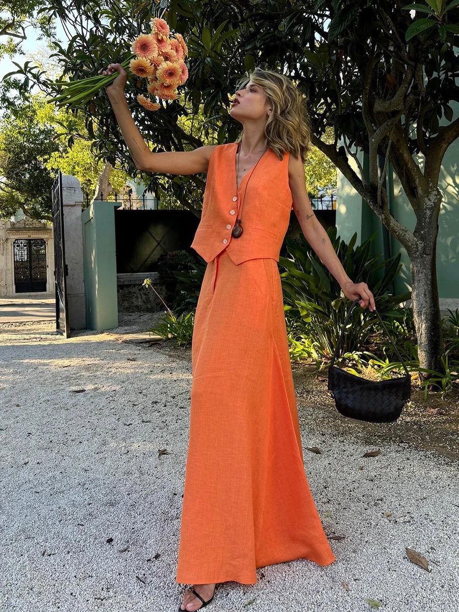 Women's Two Piece Vest & Skirt Set