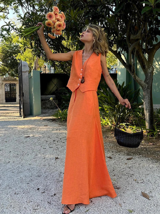 Women's Two Piece Vest & Skirt Set