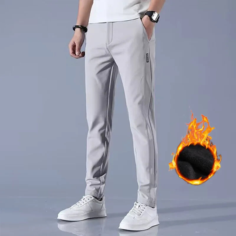 Men's Thick Stretch Slim-Fit Elastic Waist Trousers