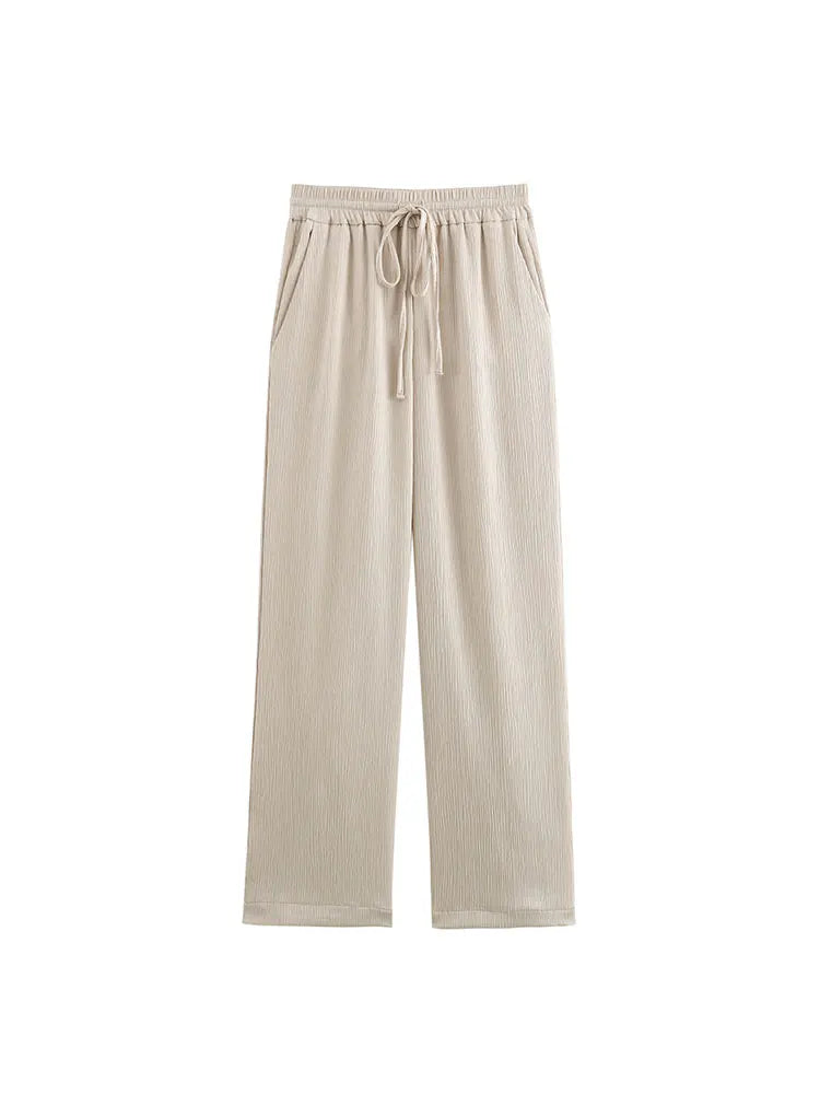 Women's 2-Piece Long Sleeve Double-Breasted Blazer + Wide Leg Trousers Set