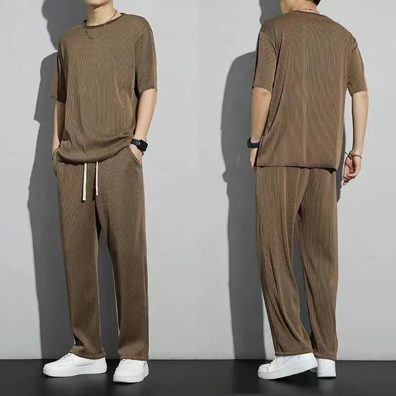 Men's Two-Piece Thin Casual T-Shirt & Drawstring Sweatpants Set