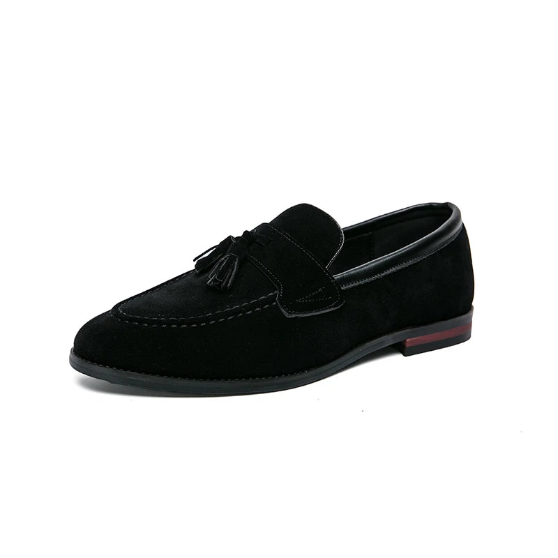 Men's Faux Suede Tassel Loafers – Comfortable Casual Flats for Men
