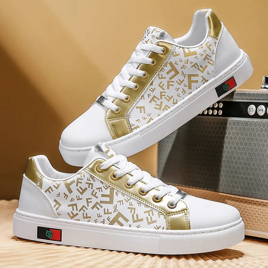 Men's Faux Leather Lace-Up Sneakers