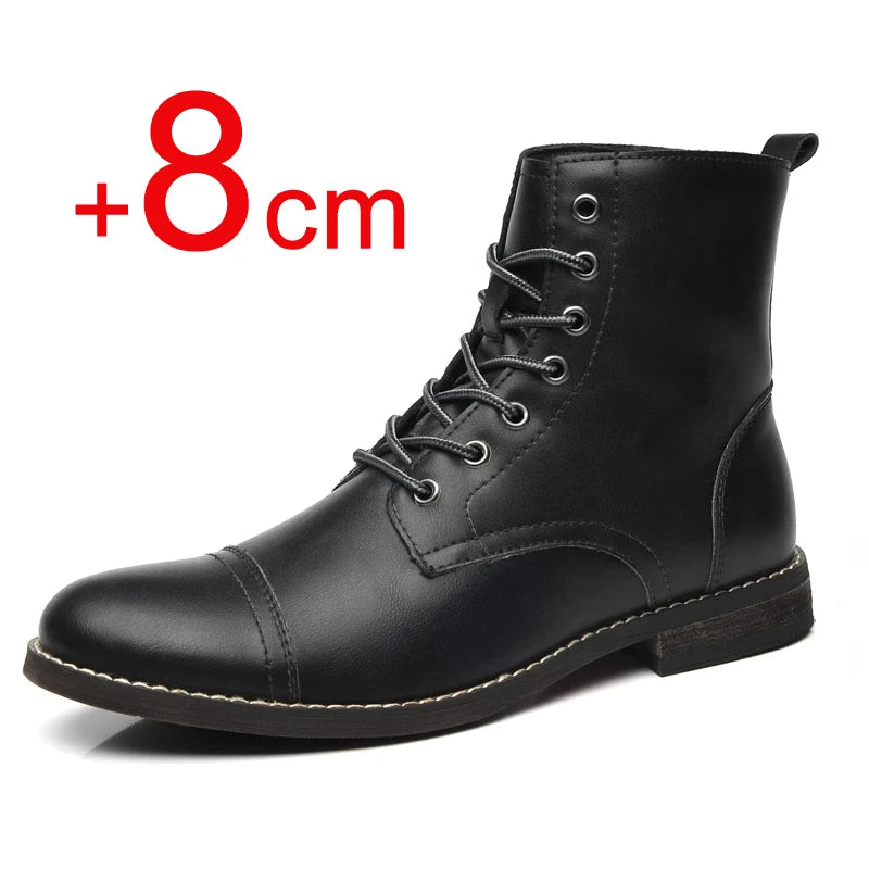 Men's Height Increasing Boots – 8CM Elevated Dress Shoes with Built-in Heel Lift