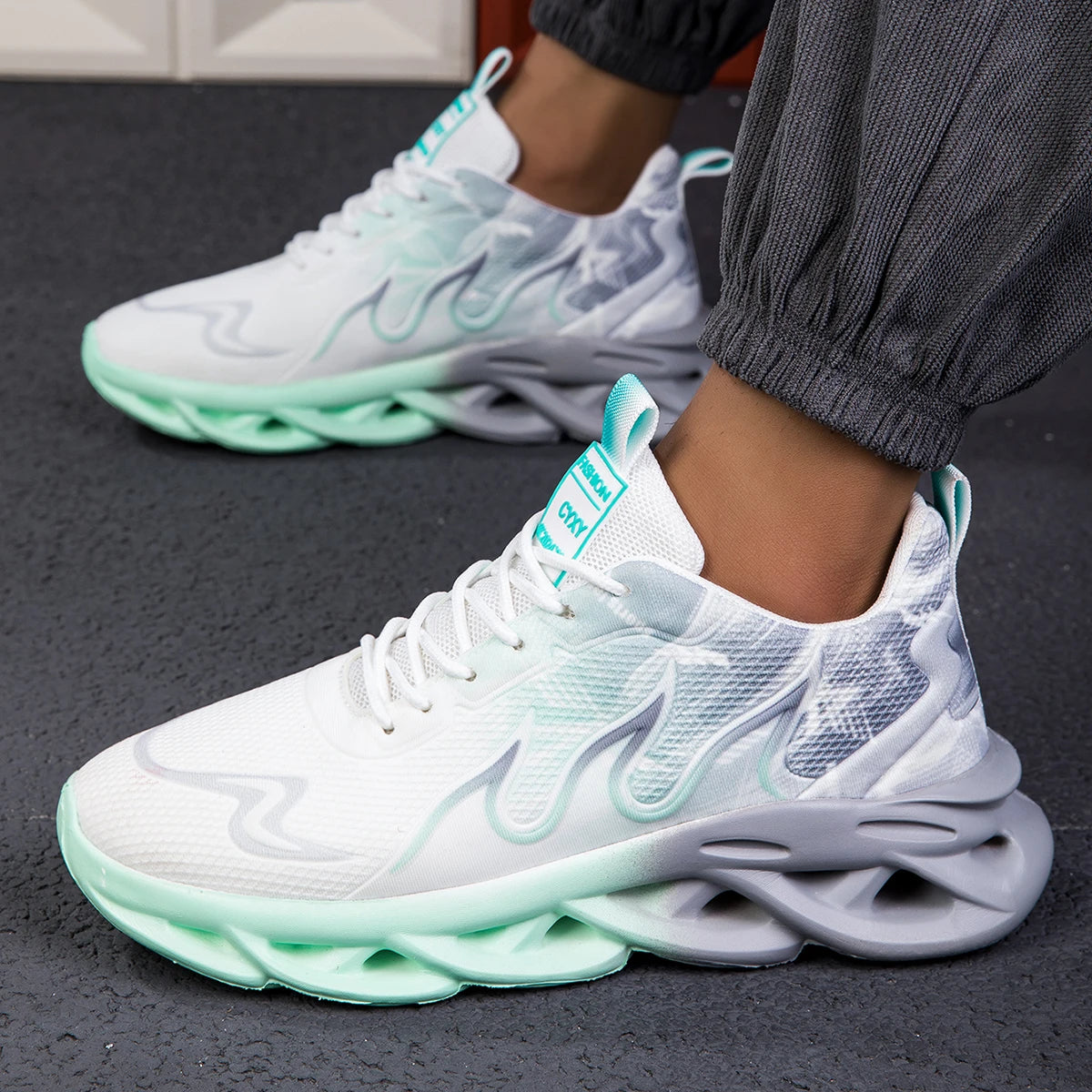 Unisex Lightweight Mesh Running Sneakers - Breathable, Comfortable, Flat Lace-Up Athletic Shoes