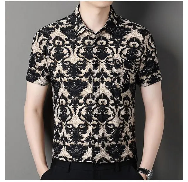 Ice Silk Short-Sleeve Men's Shirt – Breathable, Lightweight