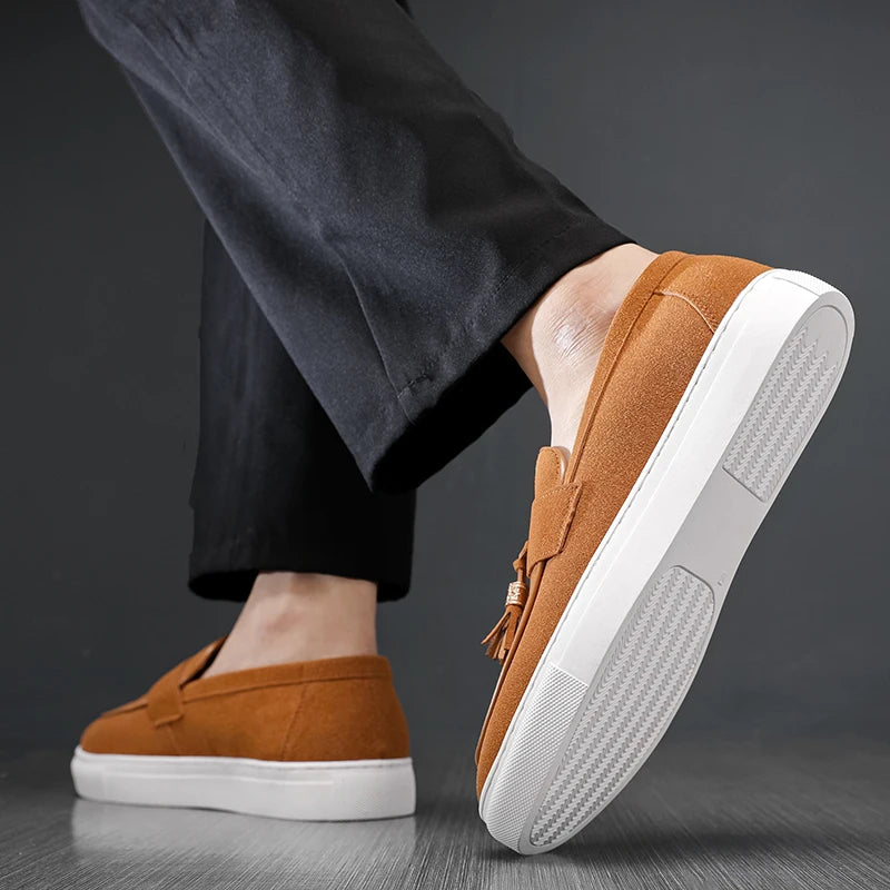 Luxury Men's Suede Tassel Loafers – Comfortable Stylish Dress Shoes