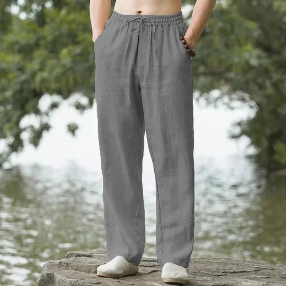Stylish Men's Oversized Korean Linen Wide-Leg Trousers