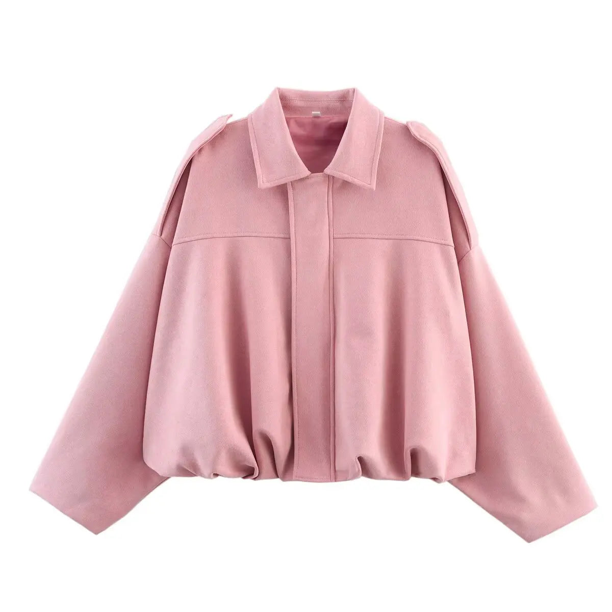 TRAF Womens Faux Suede Bomber Jacket with Loose Lapel