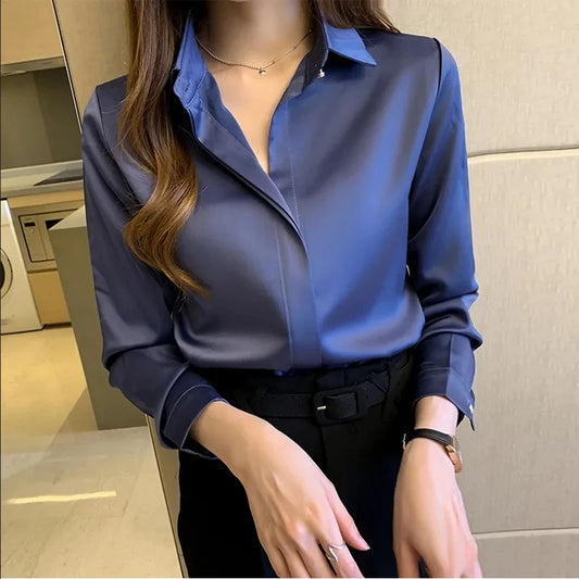 Vintage Satin Women's Long Sleeve Shirt