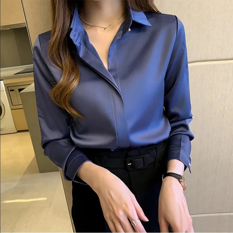 Women's Elegant Long Sleeve Shirt - Various Colors