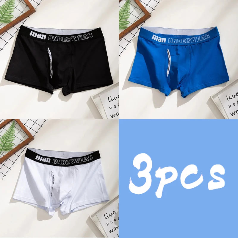 3-Pack Men's 100% Cotton Comfortable Fitted Boxers - Soft Close-Fitting Underwear