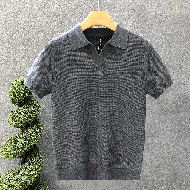 Men's Korean Style Slim Fit Polo Shirt – Thin Knit T-Shirt for Men