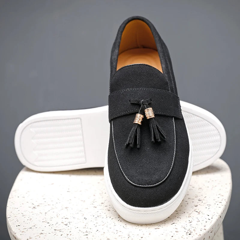 Luxury Men's Suede Tassel Loafers – Comfortable Stylish Dress Shoes