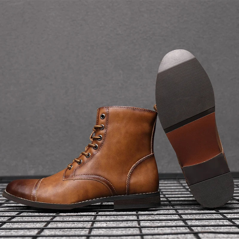 Men's Height Increasing Boots – 8CM Elevated Dress Shoes with Built-in Heel Lift