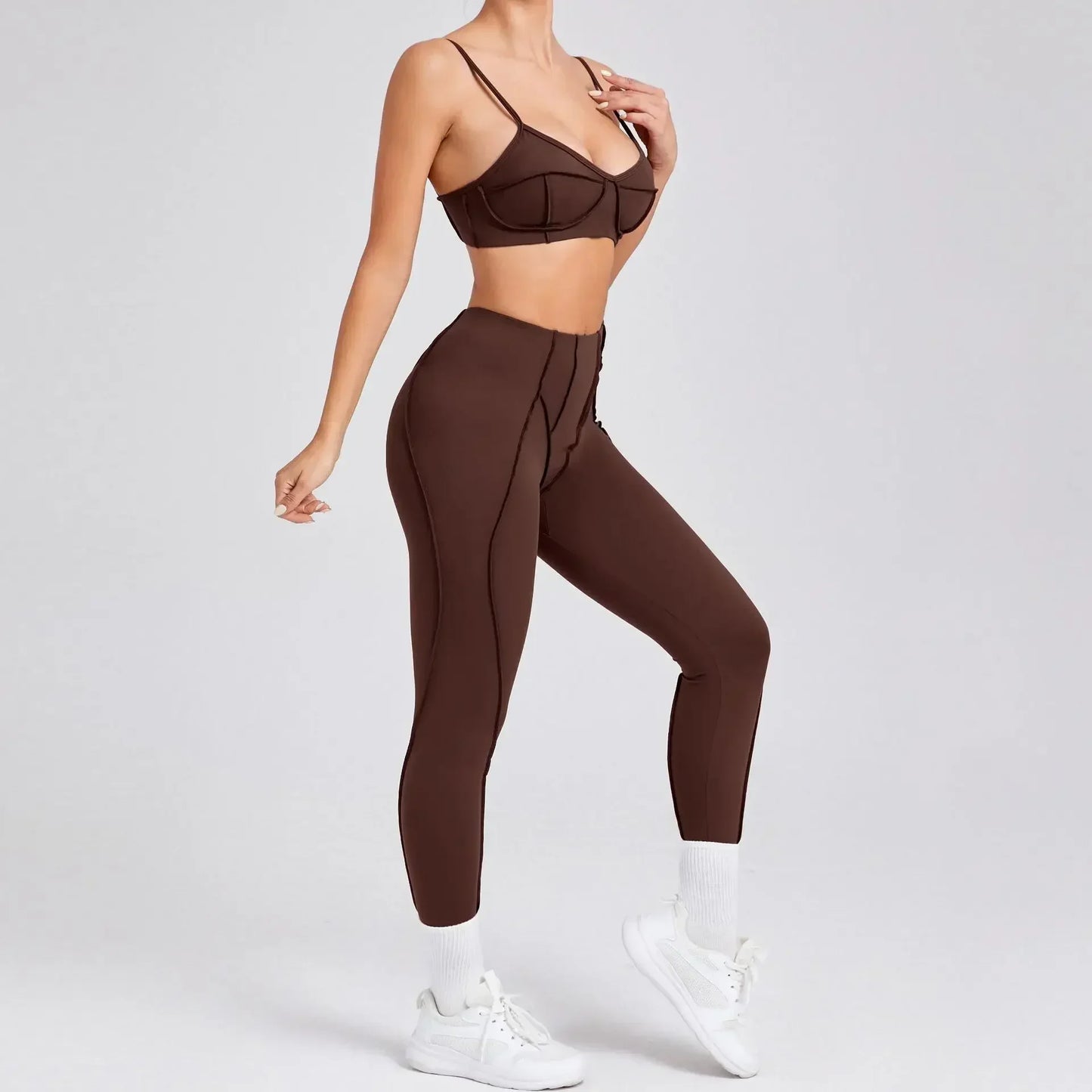 Women's Seamless 2-Piece Yoga Set - High-Waist Leggings and Bra for Fitness & Activewear