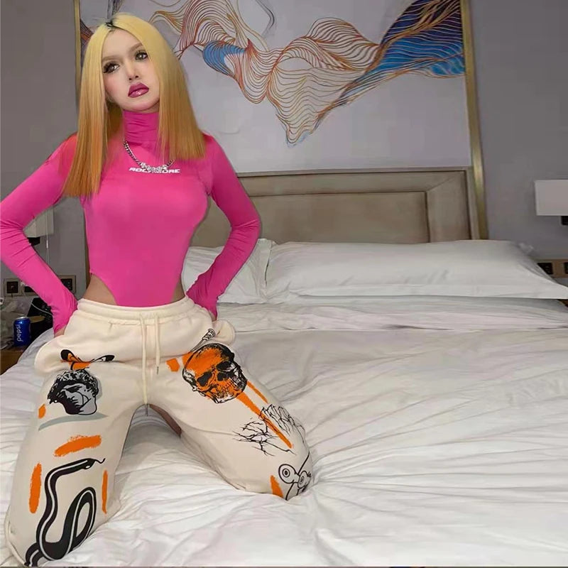 Harajuku Cartoon Skull Print Women’s Joggers - Streetwear Style