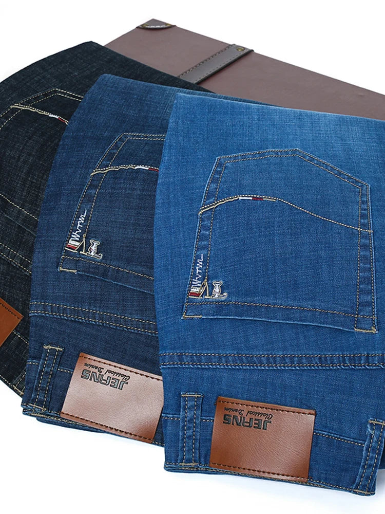 Men's Slim Fit Straight Leg Jeans - Classic Casual Denim Pants for Men