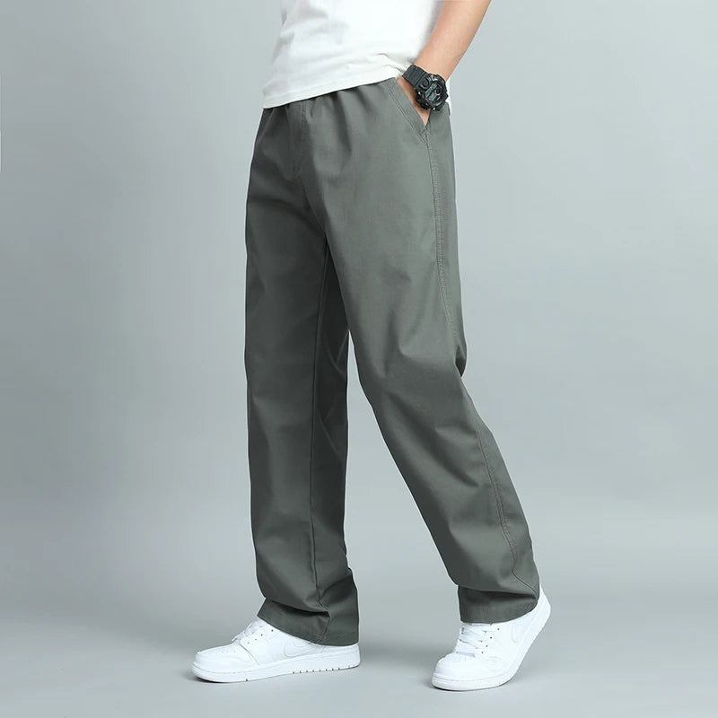 Men's Cotton Loose Fit Straight Leg Casual Trousers