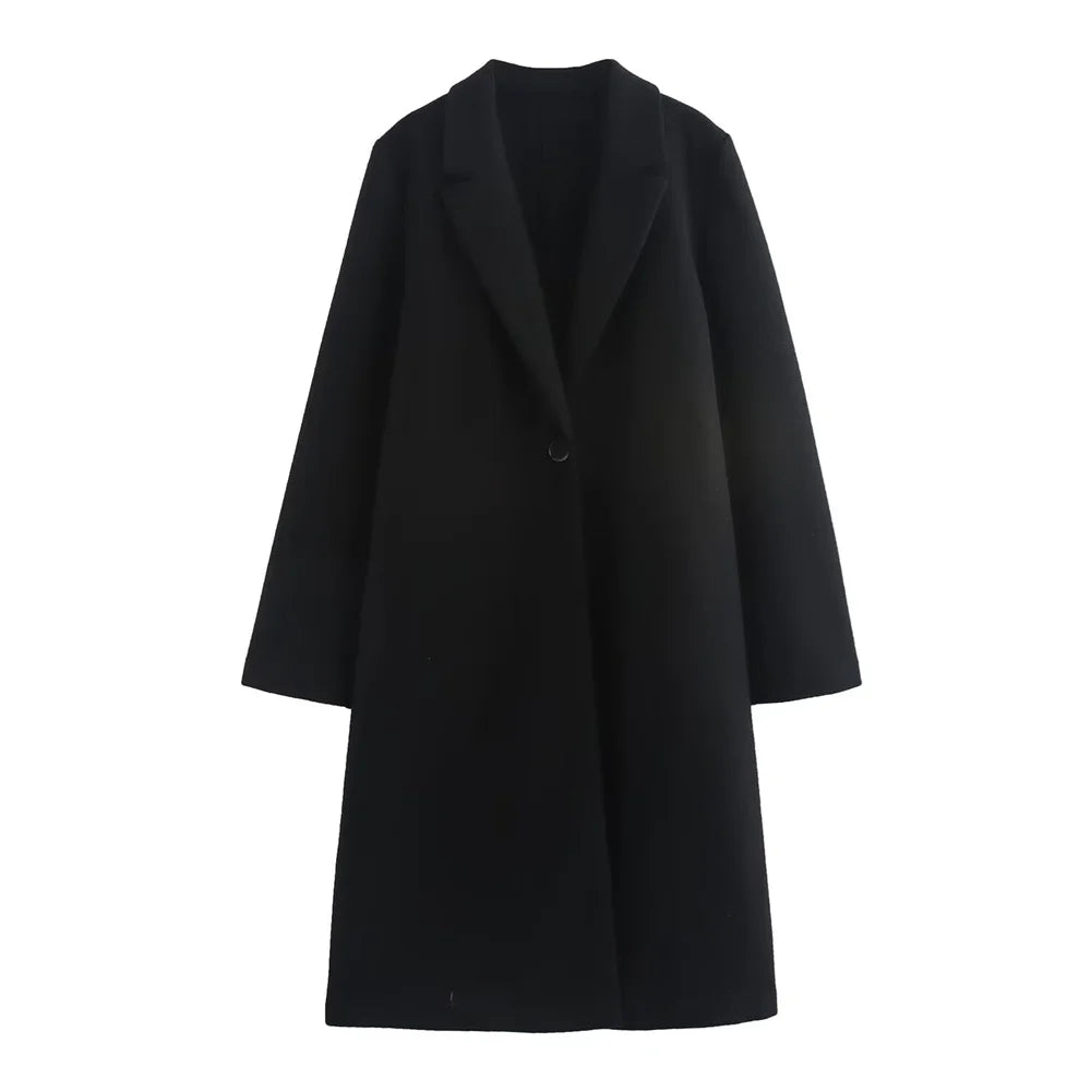 Women's Oversized Soft Long Coat with Button Closure