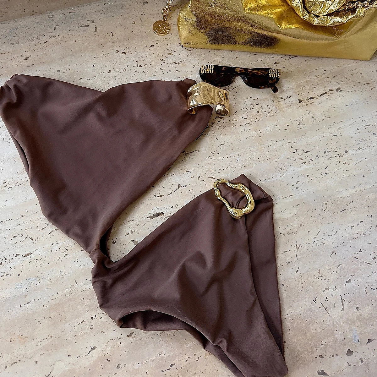 Women's One Shoulder High-Waist One-Piece Swimsuit