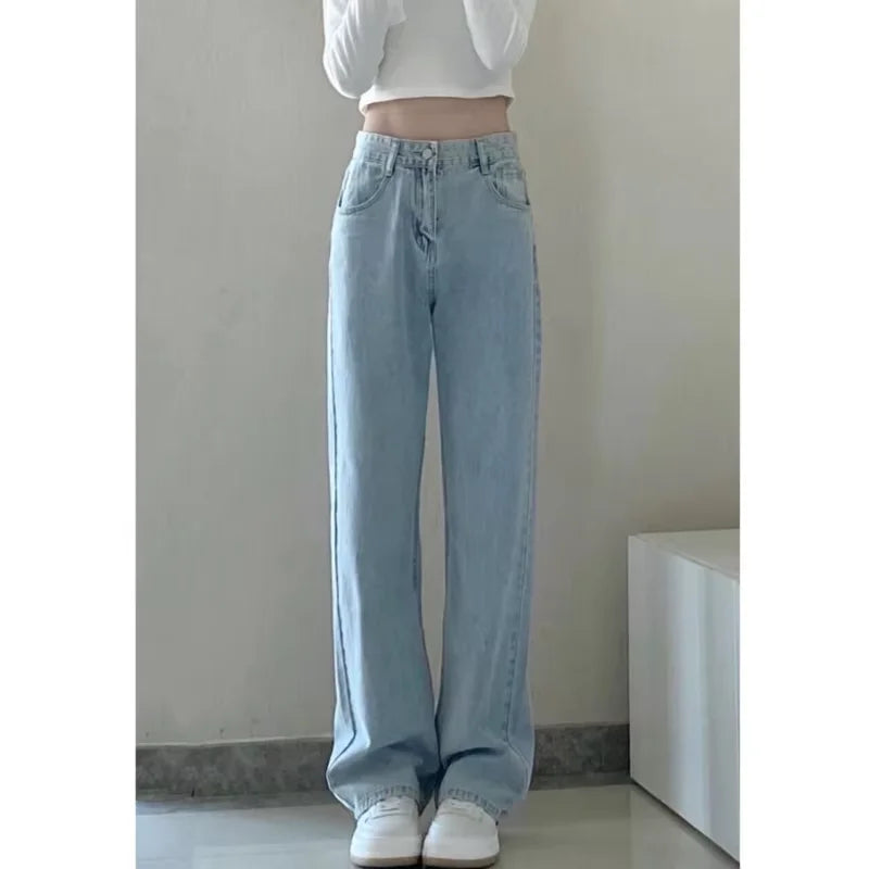 Vintage Women's Denim Jeans - Straight Leg, Loose Fit Wide Leg Casual Trousers
